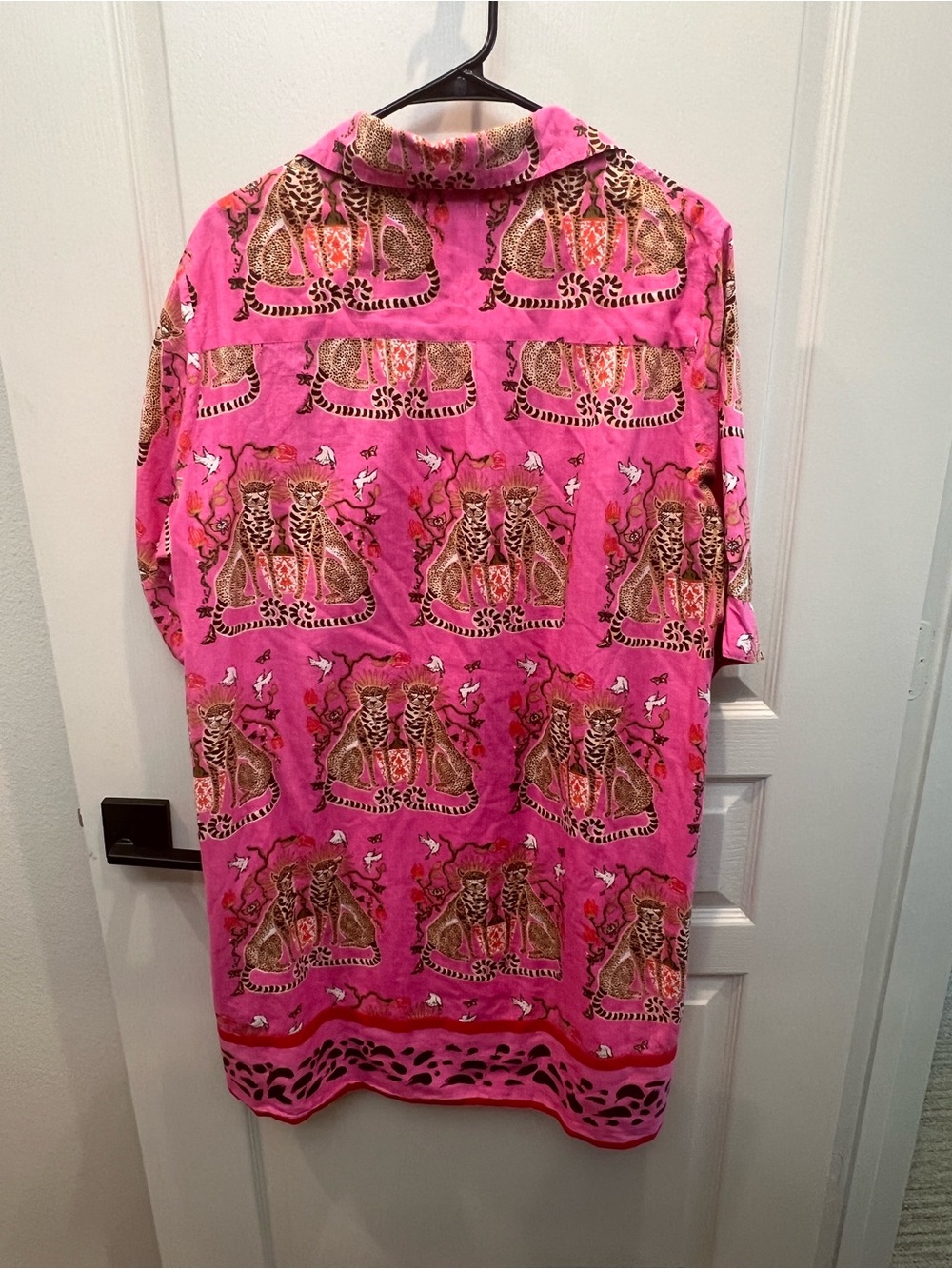 Mary Marshmallow Pink Tiger Print Boyfriend Shirt Dress XL Cotton - Picture 3 of 7